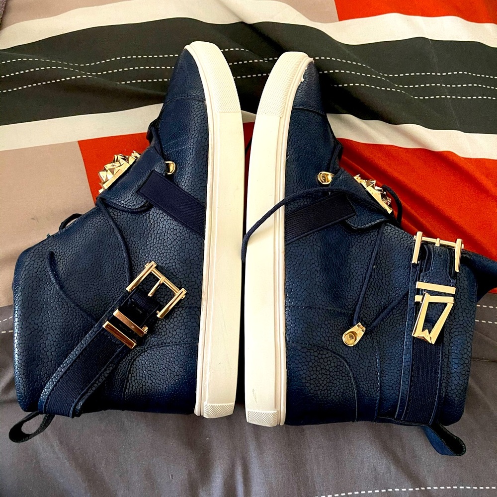 Faranzi Men’s Fasion Leather Hi Top Canvas Sneaker